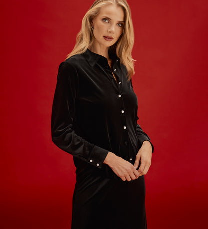 Sayge Black Velvet Shirt