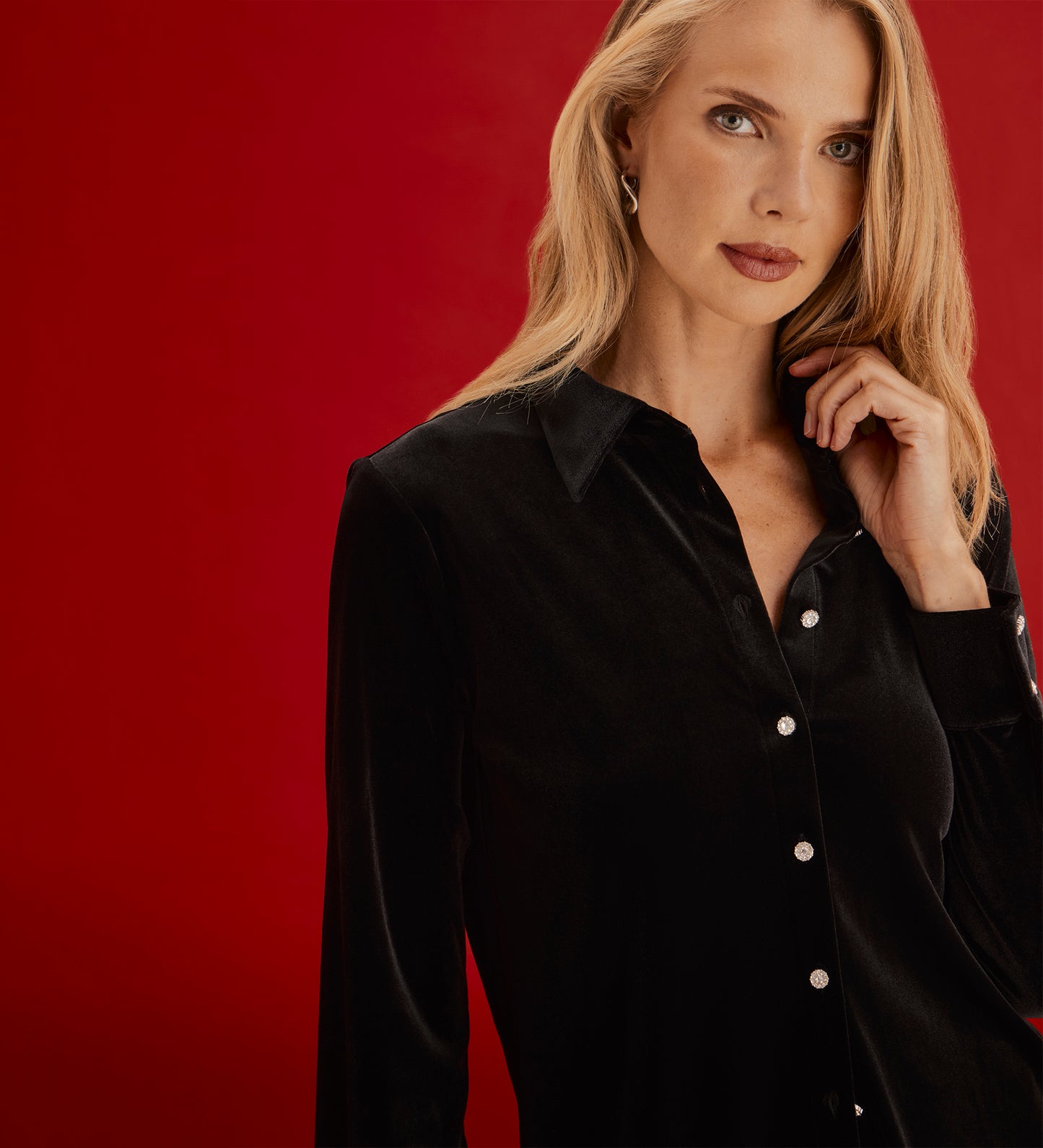 Sayge Black Velvet Shirt