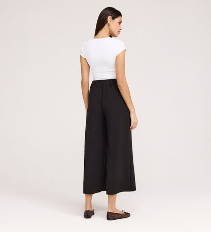 Simone Black Crepe Wide Leg Trousers