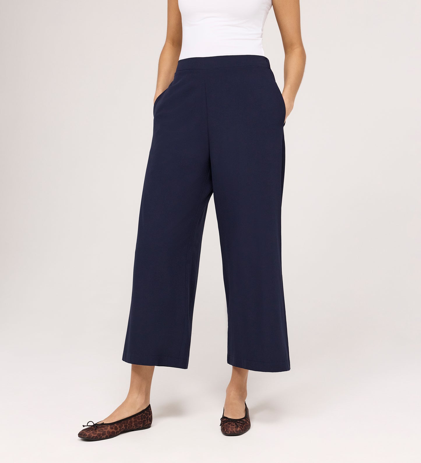 Simone Navy Crepe Wide Leg Trousers