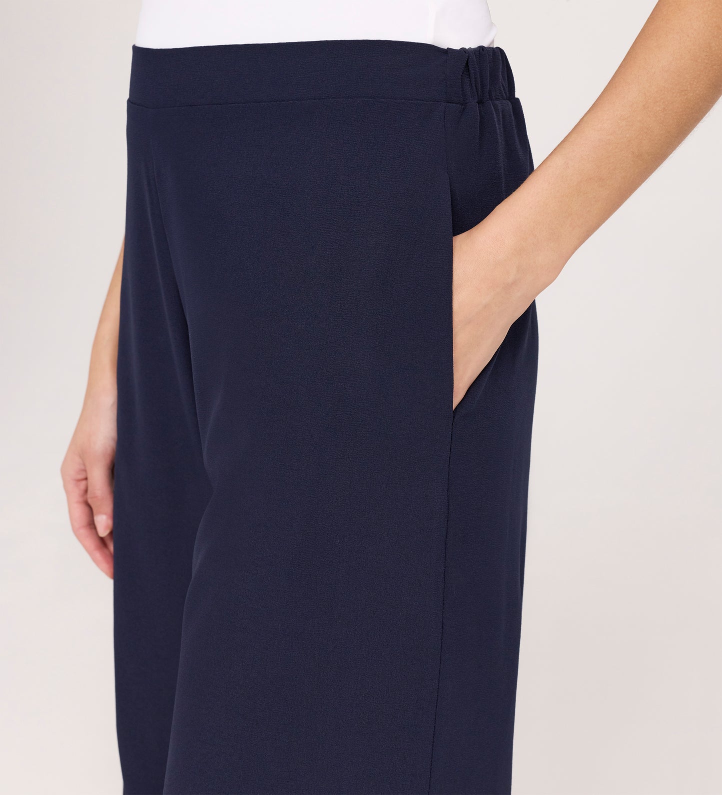 Simone Navy Crepe Wide Leg Trousers