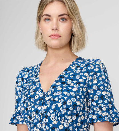 Sinead Navy Ditsy Tiered Midi Dress