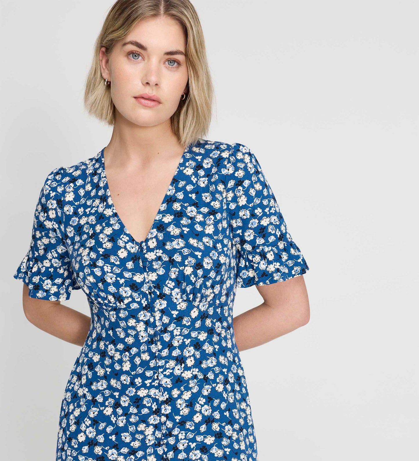 Sinead Navy Ditsy Tiered Midi Dress