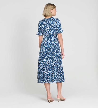 Sinead Navy Ditsy Tiered Midi Dress