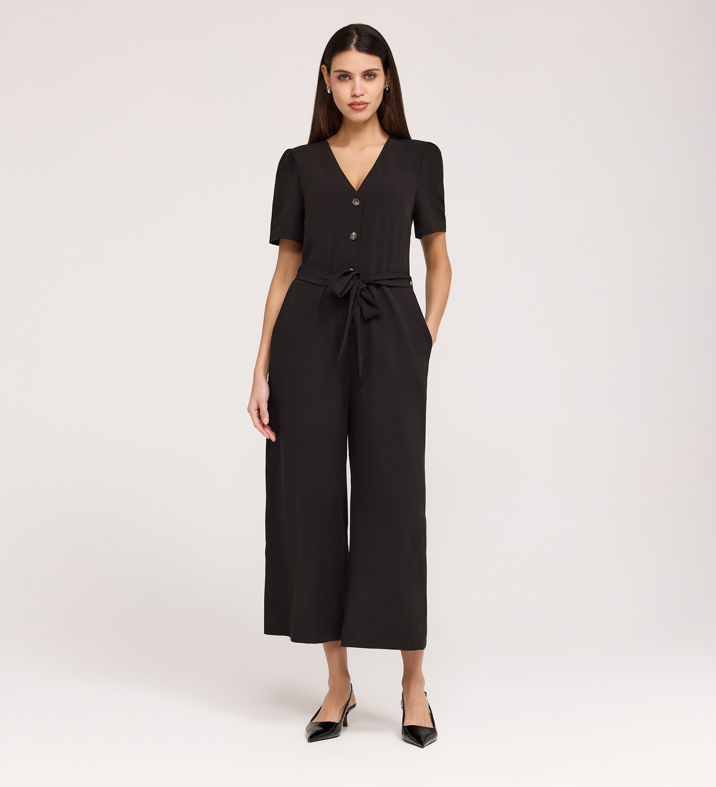 Uma Black Crepe Jumpsuit