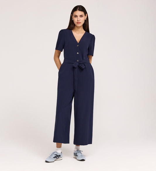 Uma Navy Crepe Jumpsuit