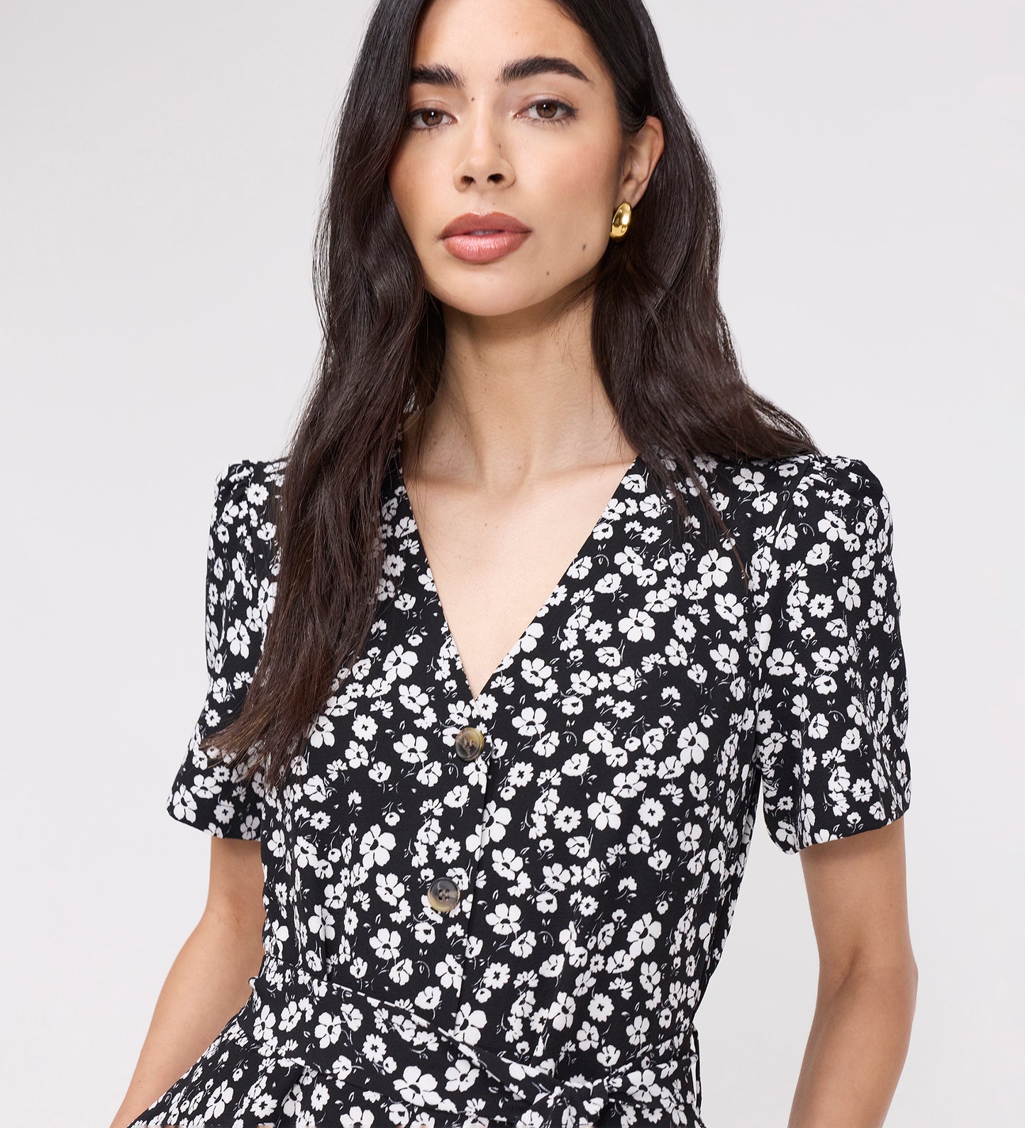 Uma Black Floral Belted Wide Leg Jumpsuit