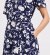 Uma Navy Floral Belted Wide Leg Jumpsuit on a plain background