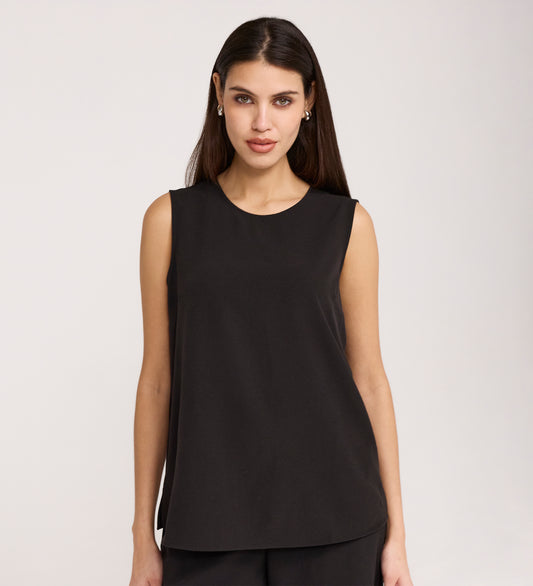 Vallie Black Round Neck Vest