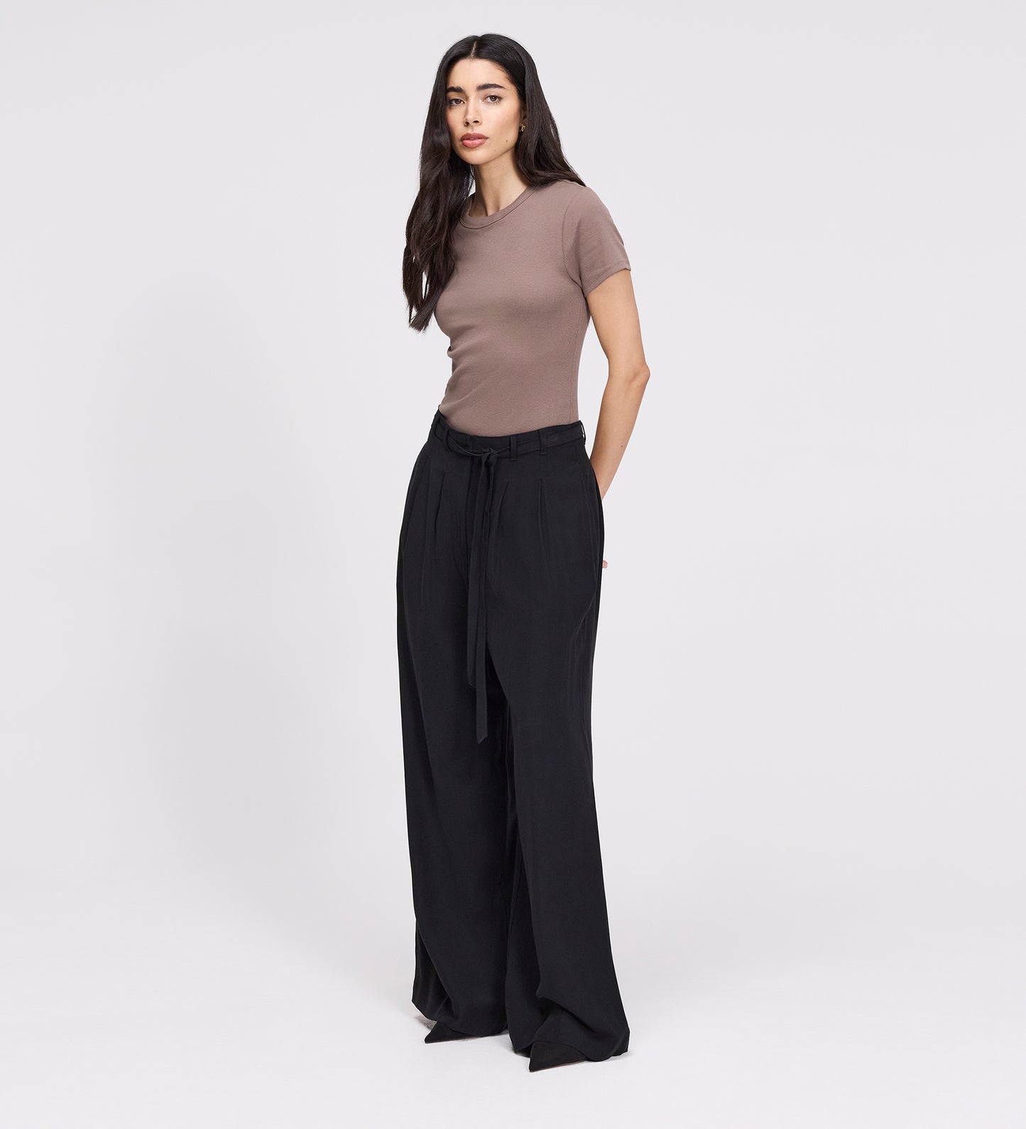 Venus Black Cupro Wide Leg Trousers